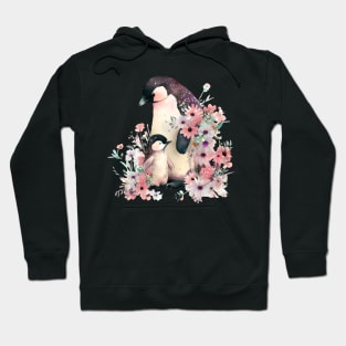 Cute penguin with baby and flowers Hoodie